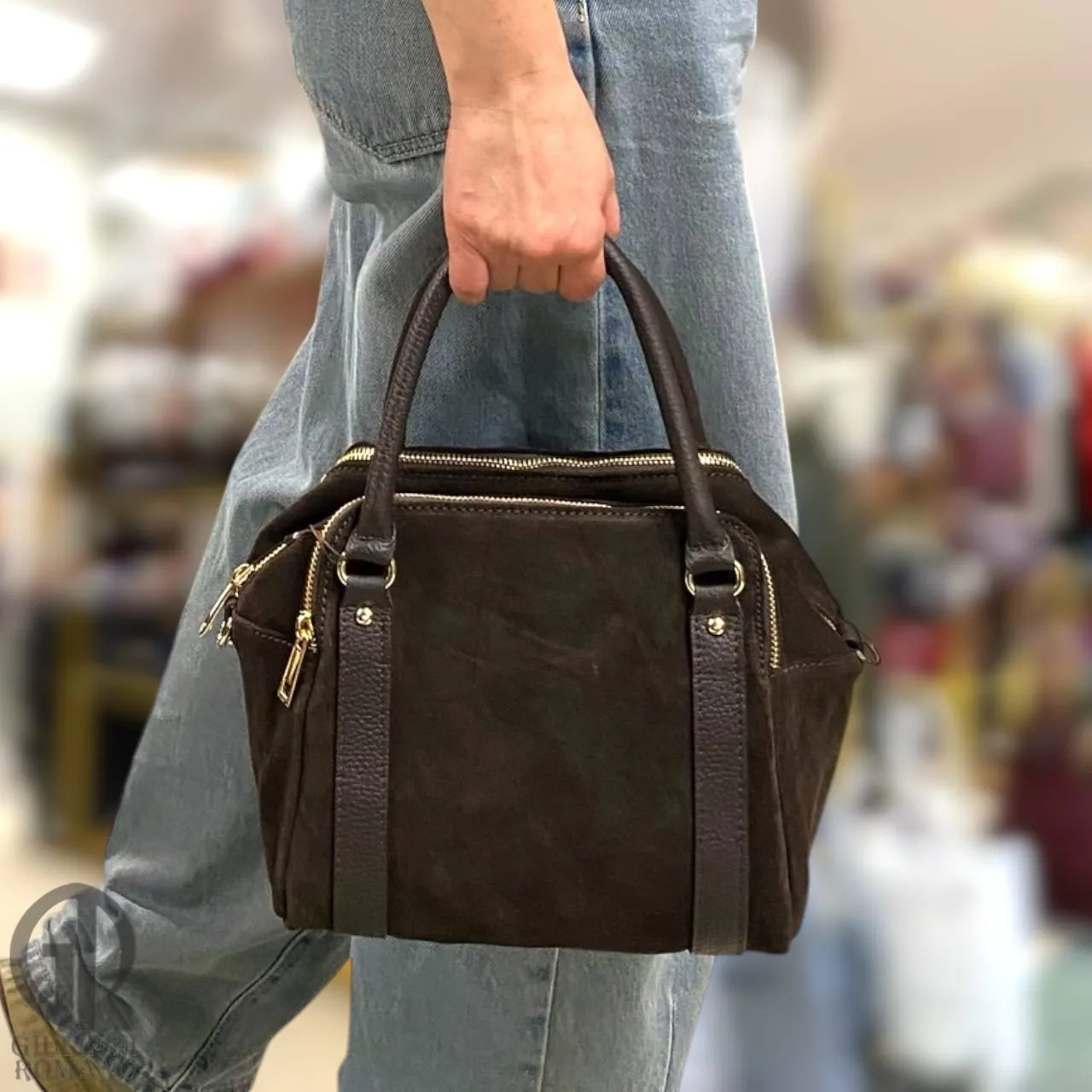 🖤 Замшевая сумка-саквояж в шоколадно-кофейном оттенке!