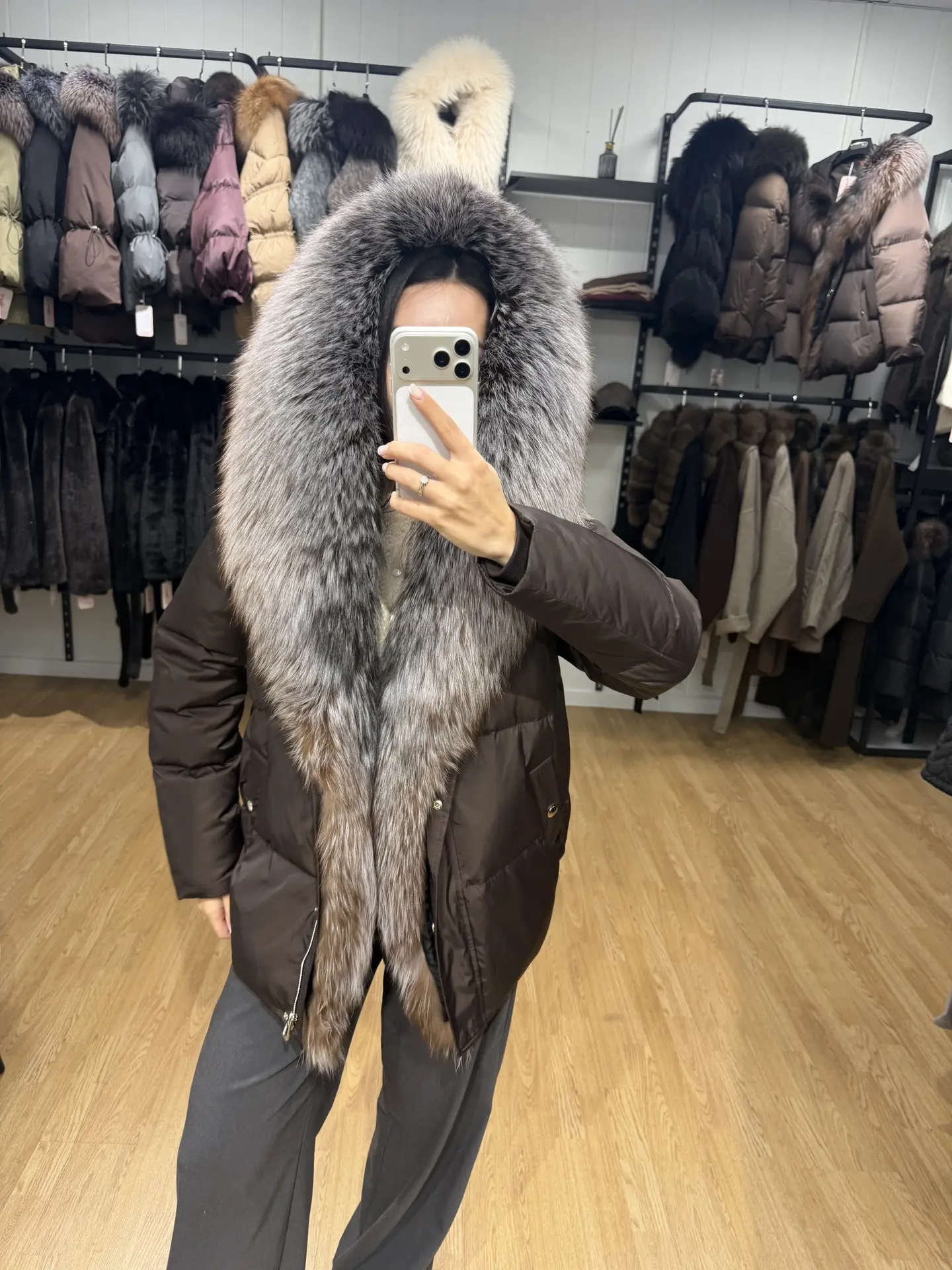 Пуховик бомбер с цельным мехом блюфрост⚡️