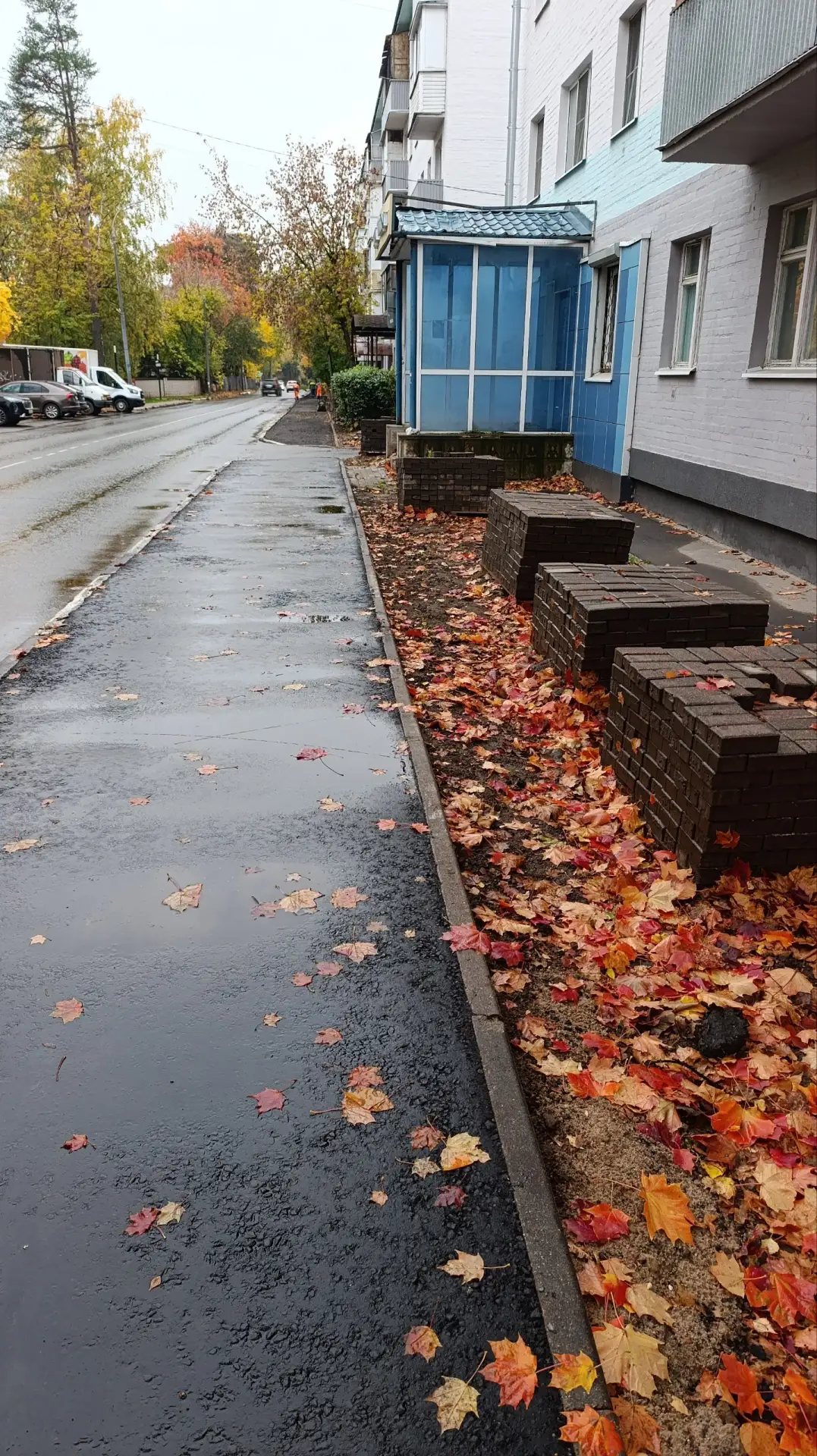 🚧 На улице Крылова в Пушкино вместо плитки уложили асфальт.