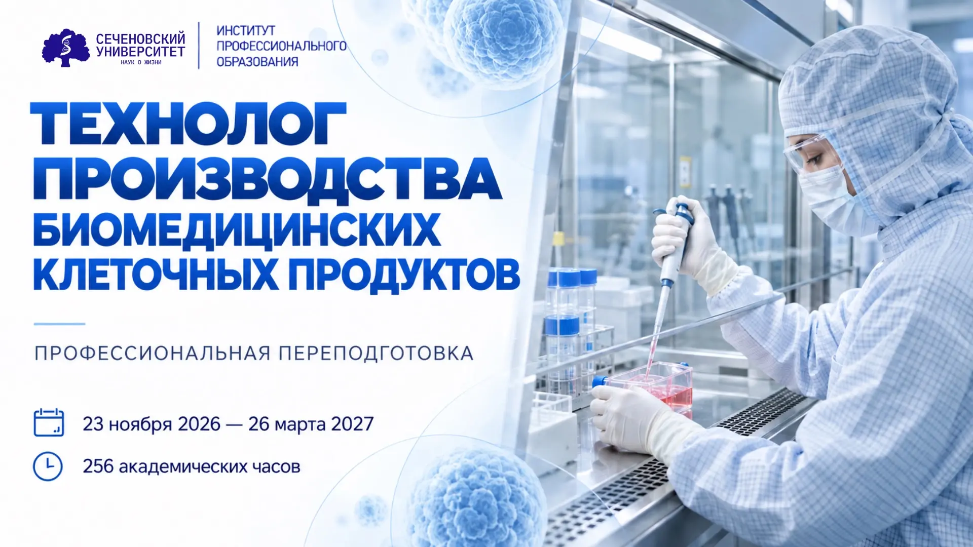 🧬 Биомедицинские клеточные продукты: освойте технологии современного производства
