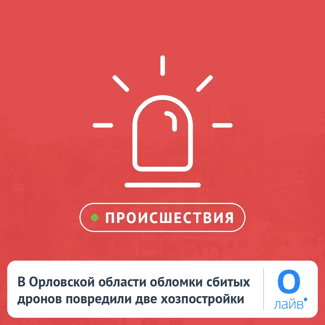 🚁 В Орловской области обломки сбитых дронов повредили две хозпостройки