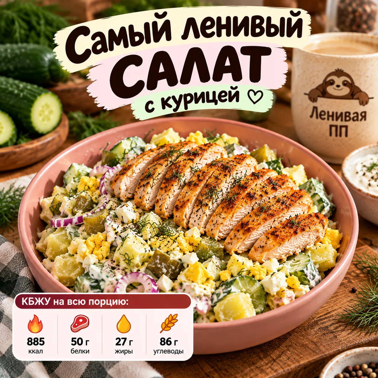 🥗 Самый ленивый салат с курицей