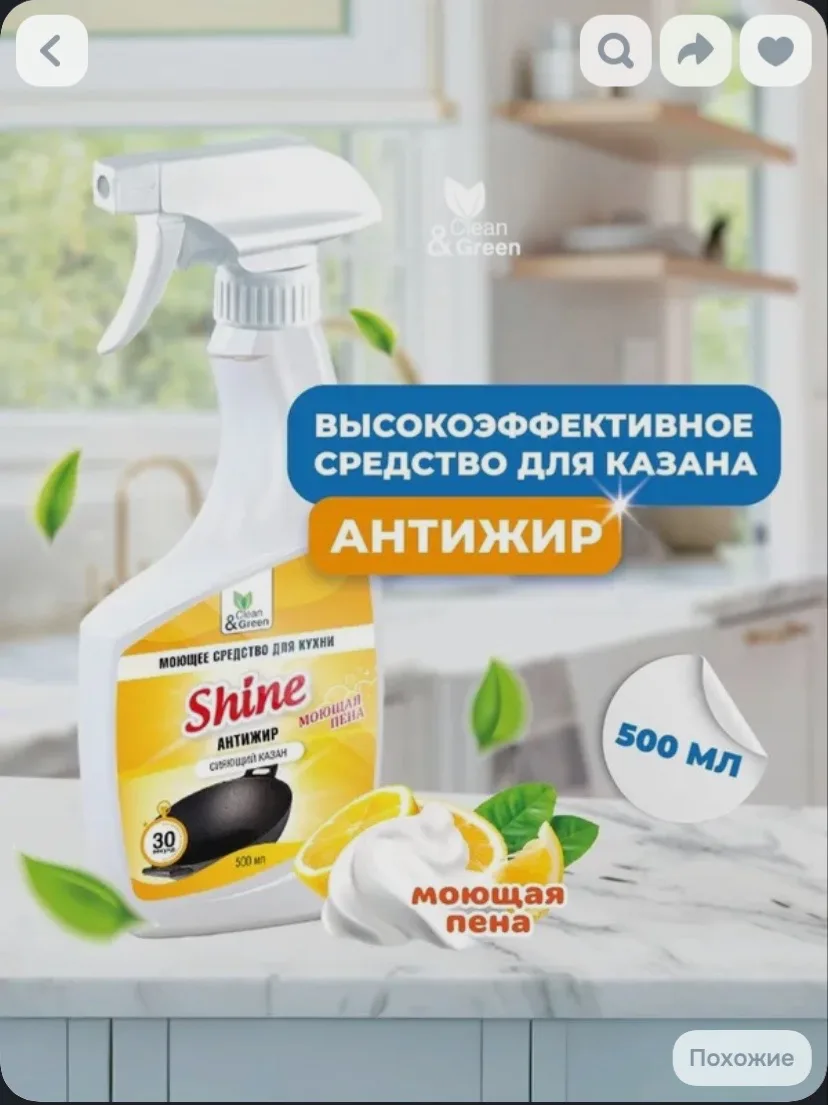 😍 Антижир для кухни "Shine" 500 мл