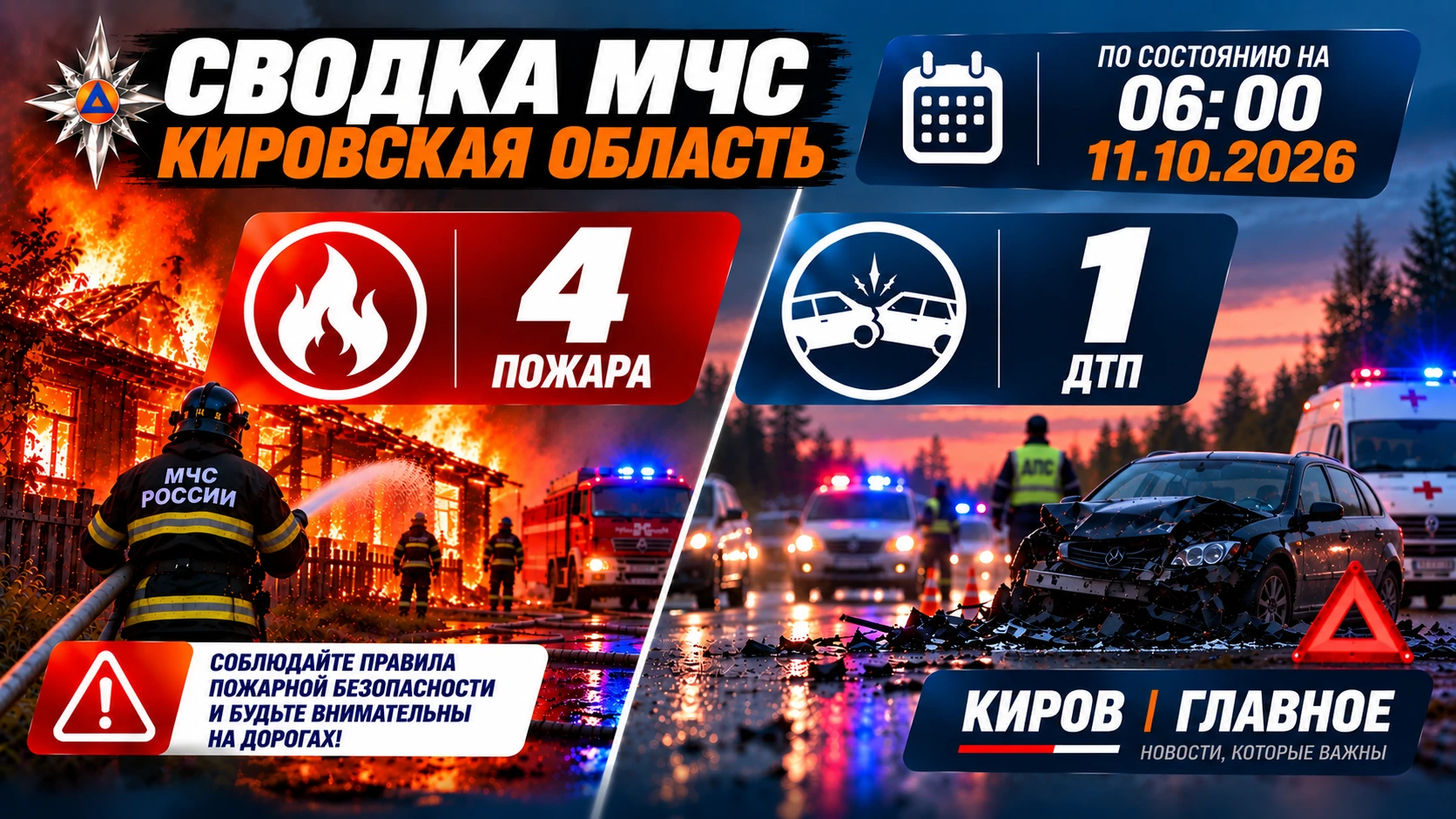 🚨 За прошедшие сутки подразделения МЧС России в Кировской области ликвидировали послед...