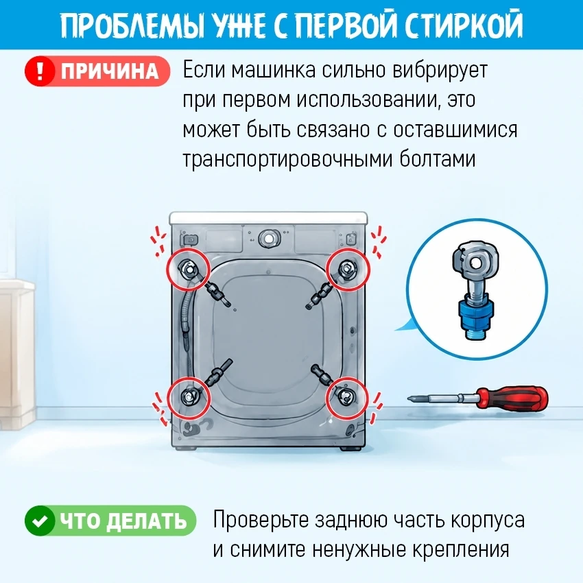 Стиральная машина прыгает и гремит при отжиме?