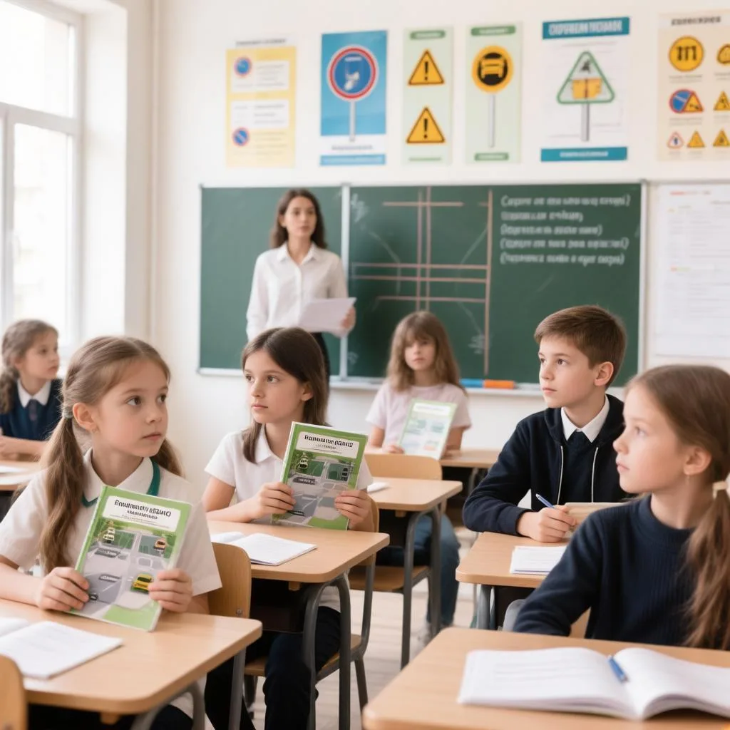 🚦 Первоклассники 1 «В» изучают правила дорожного движения!