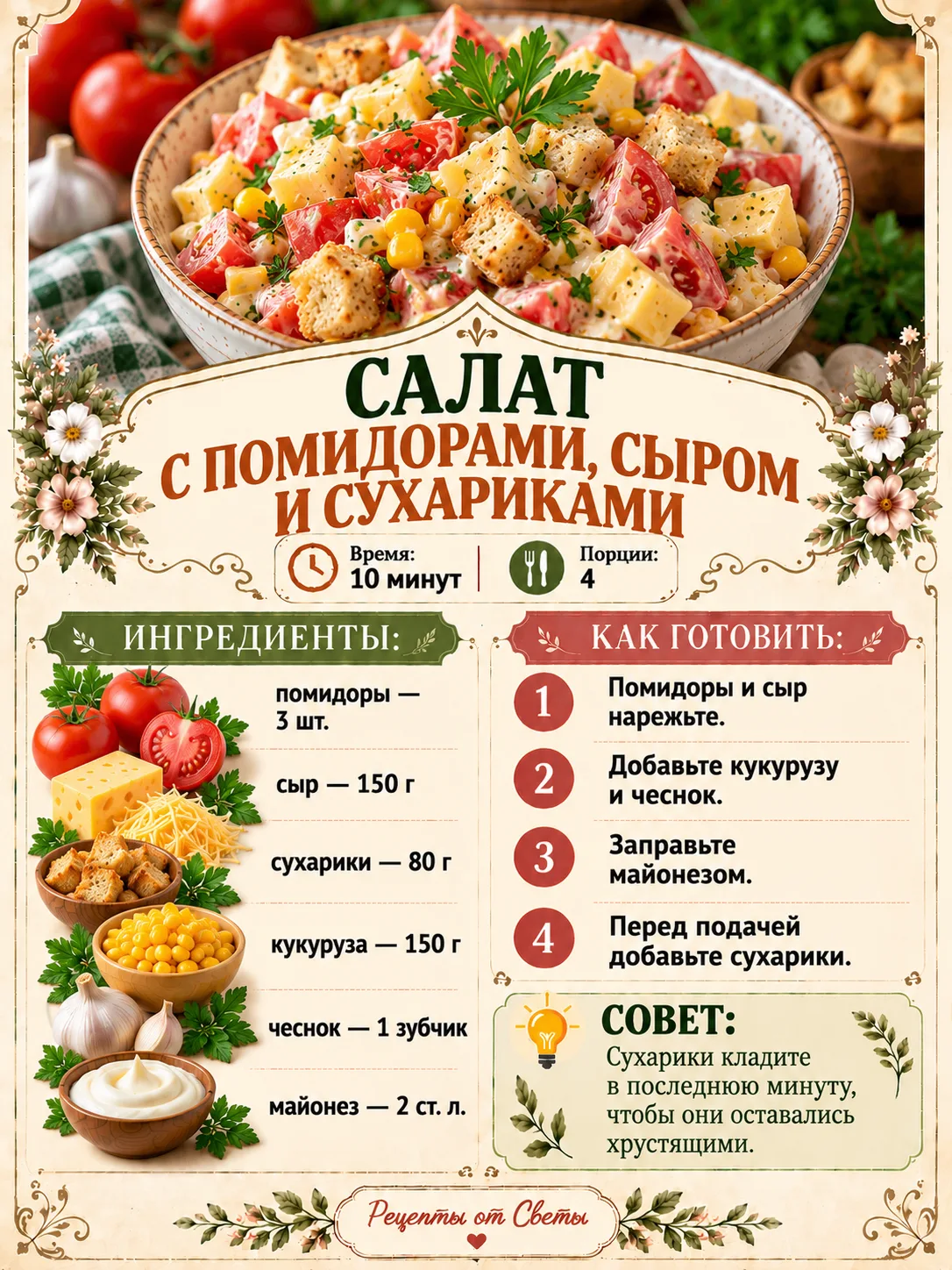 🥗 Сочный, сырный, хрустящий: этот салат долго в миске не задержится!