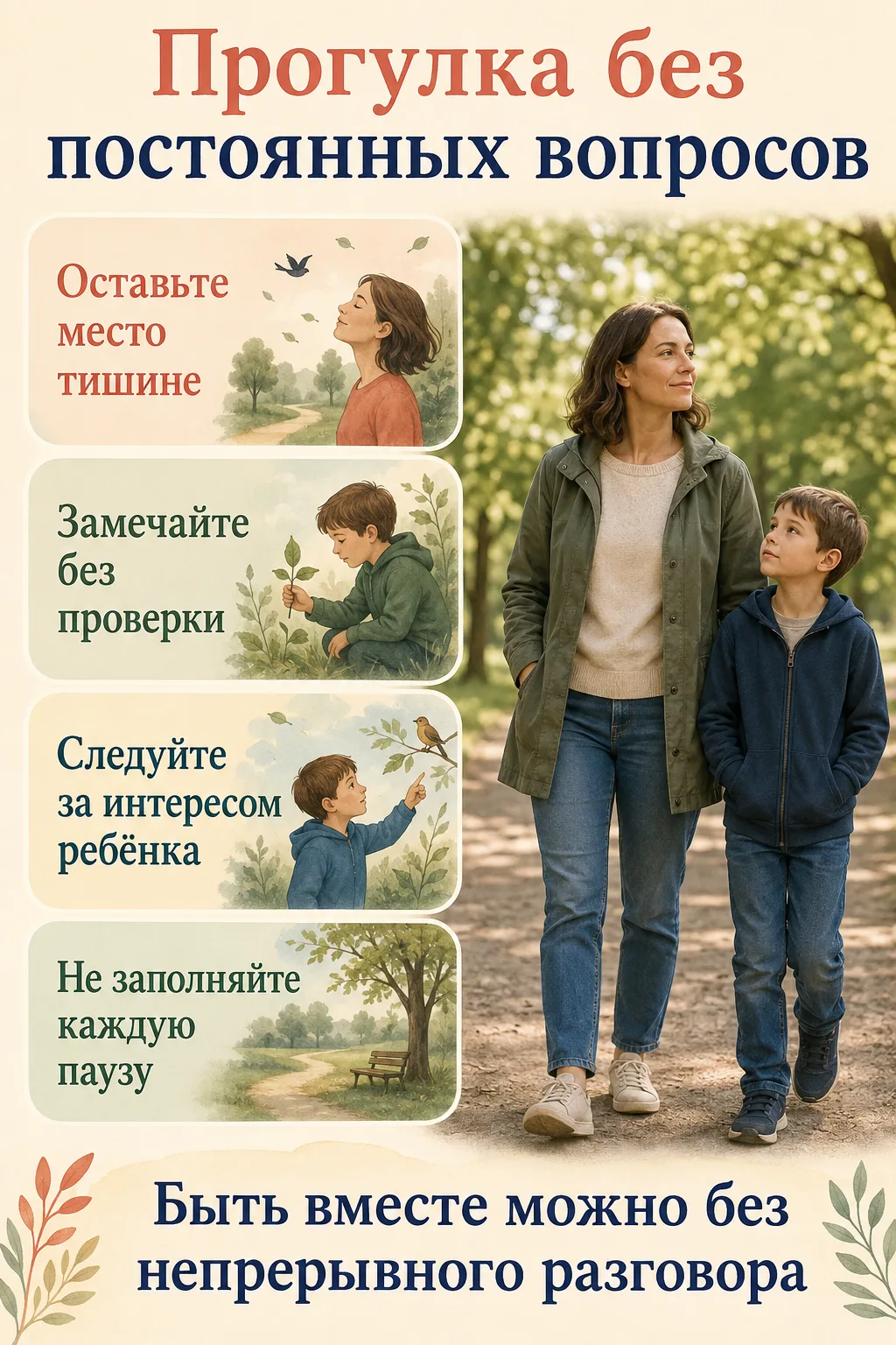 🌳 Прогулка без постоянных вопросов