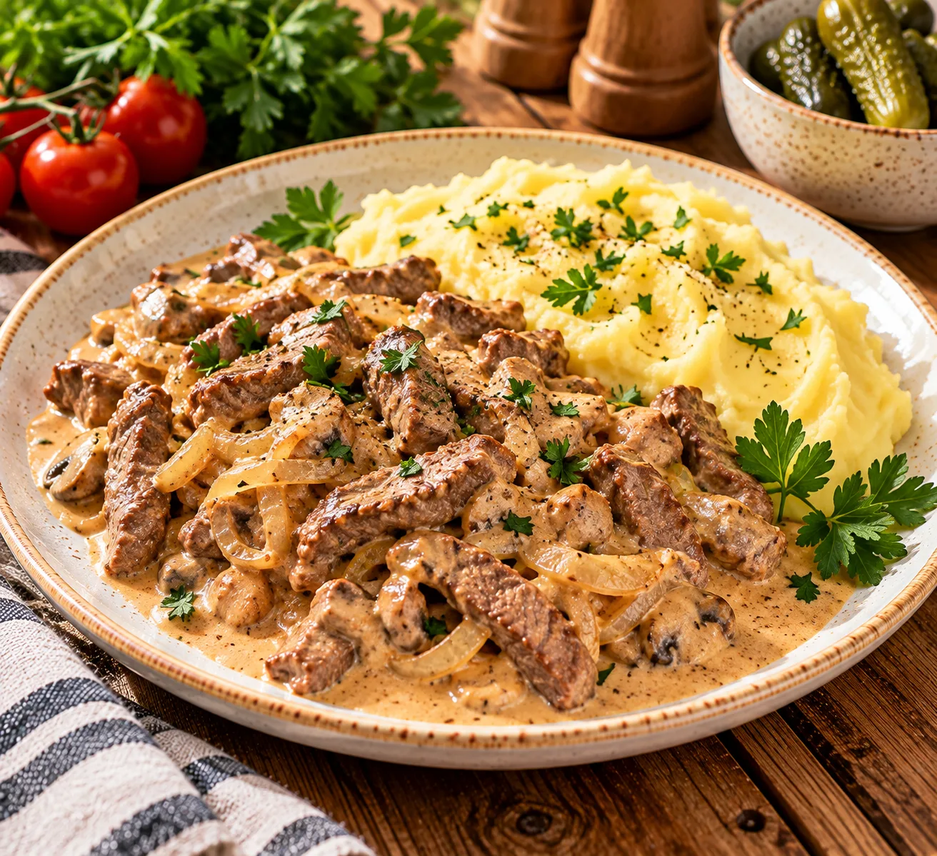 🥩 БЕФСТРОГАНОВ ЗА 25 МИНУТ — НЕЖНЕЙШЕЕ МЯСО В СЛИВОЧНОМ СОУСЕ! 😍