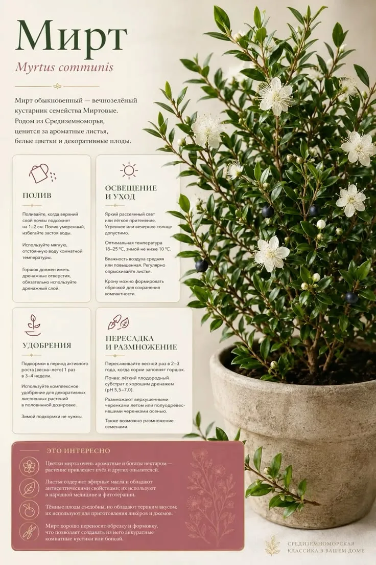 🌿 Почему цветение мирта — это особенное событие