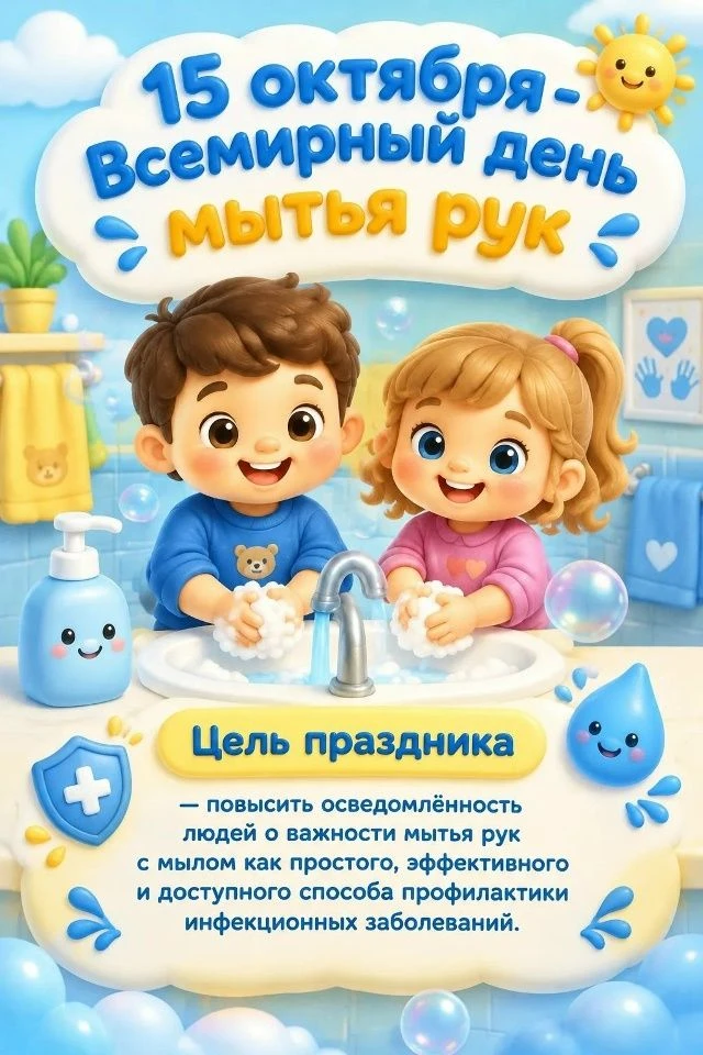 🗓Сегодня, 15 октября, мы празднуем Всемирный день мытья рук!