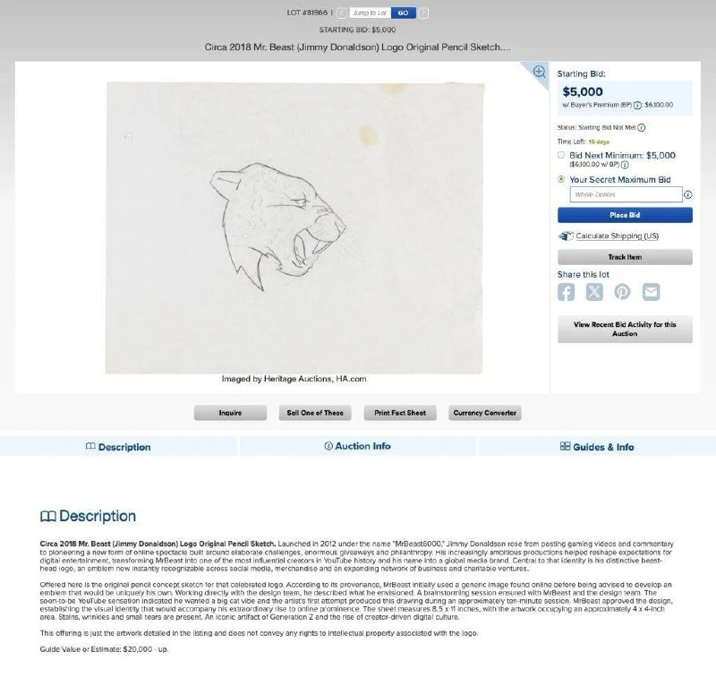 Первый логотип MrBeast выставили на аукцион за 20 ТЫСЯЧ долларов