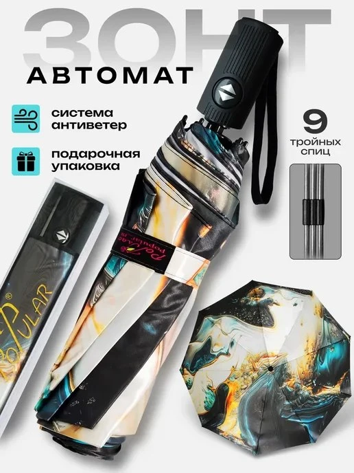 Зонт автомат антиветер складной Umbrella World