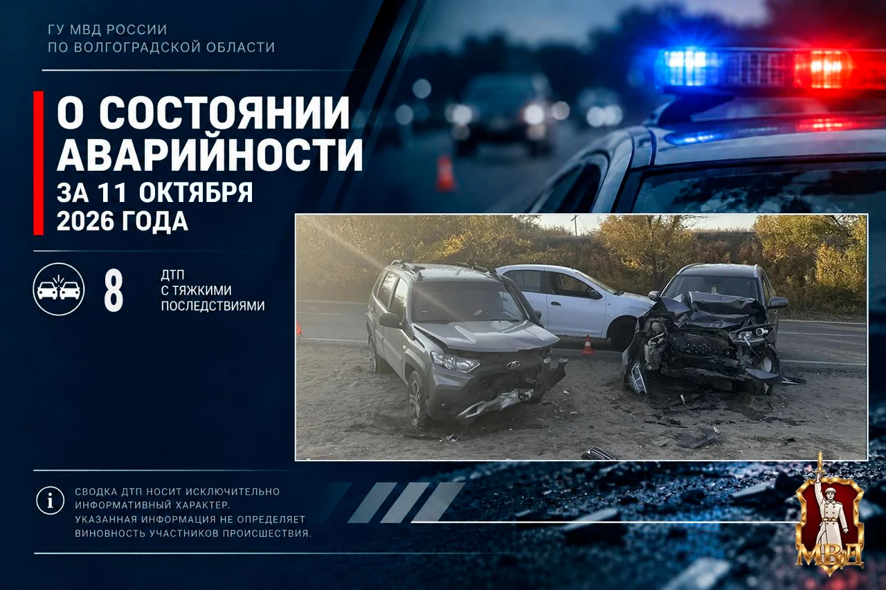 За прошедшие сутки в Волгоградской области зарегистрировано 8 дорожно-транспортных прои...