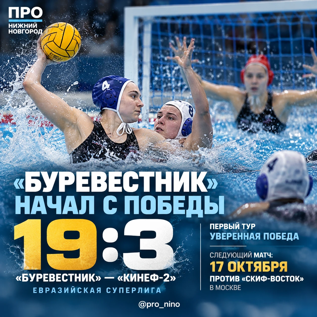 🤽🏻‍♀️Ватерполистки «Буревестника» одержали победу на старте Евразийской Суперлиги