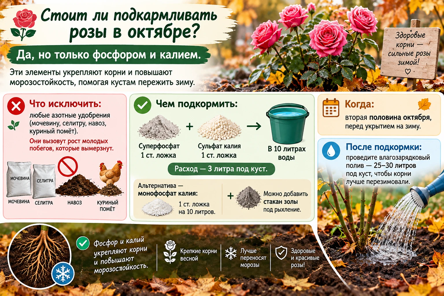 🌹 Стоит ли подкармливать розы в октябре?