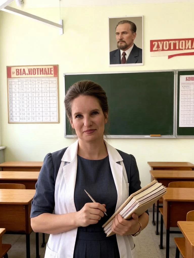 Спросила у гигачата, как бы я выглядела, если б была советским учителем.