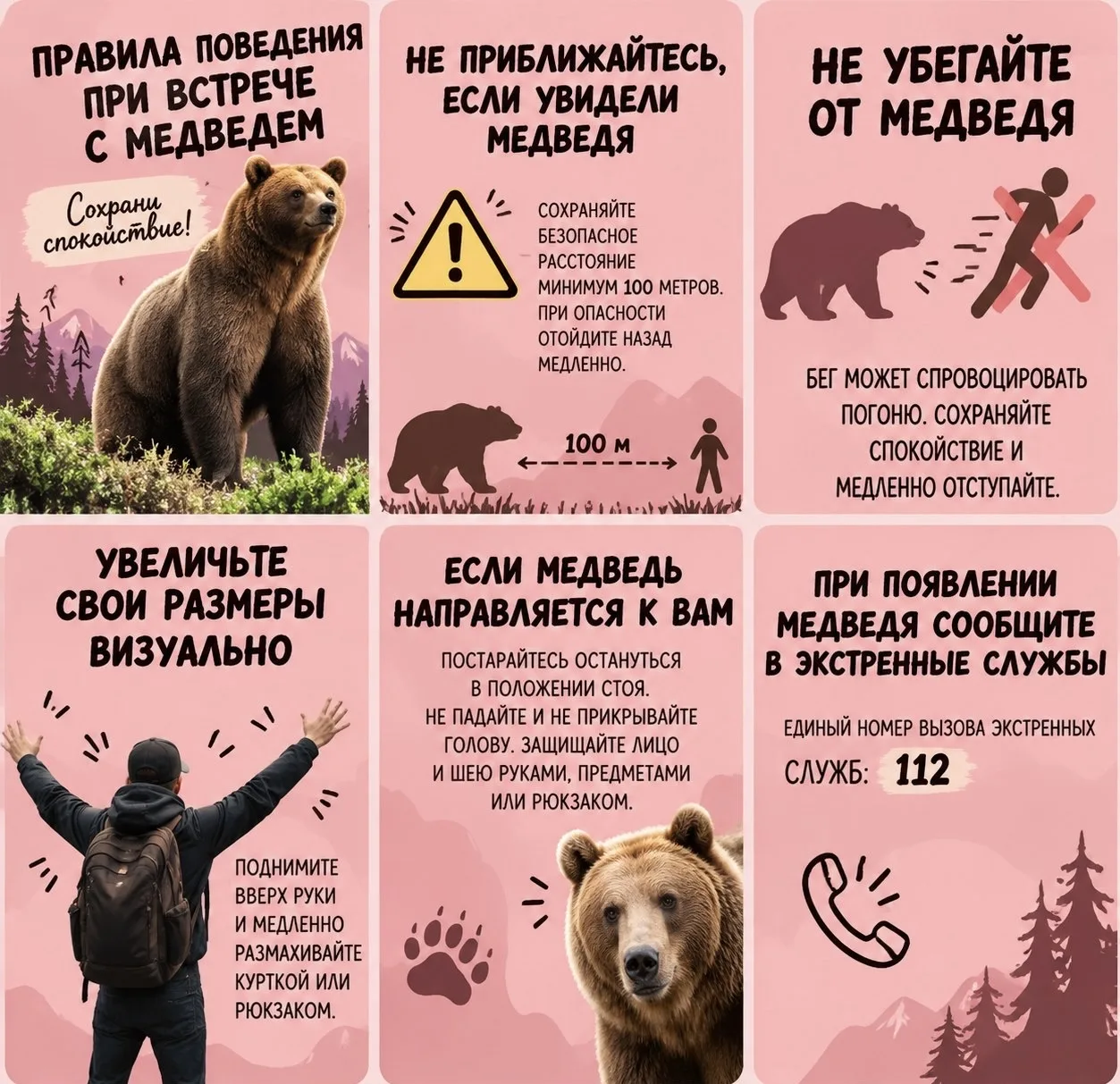 🐻 Как вести себя при встрече с медведем