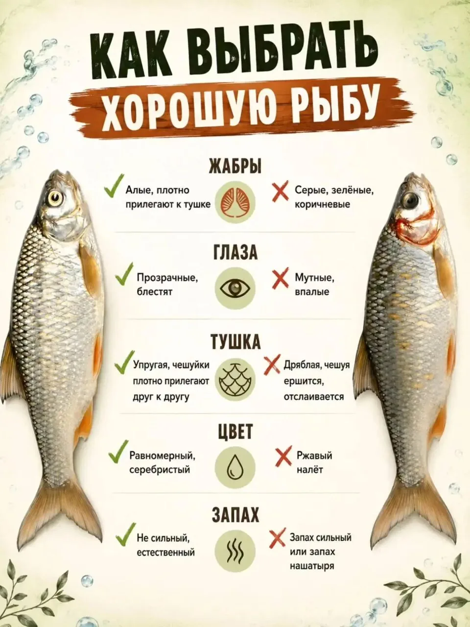 🐟 Как выбрать свежую рыбу?
