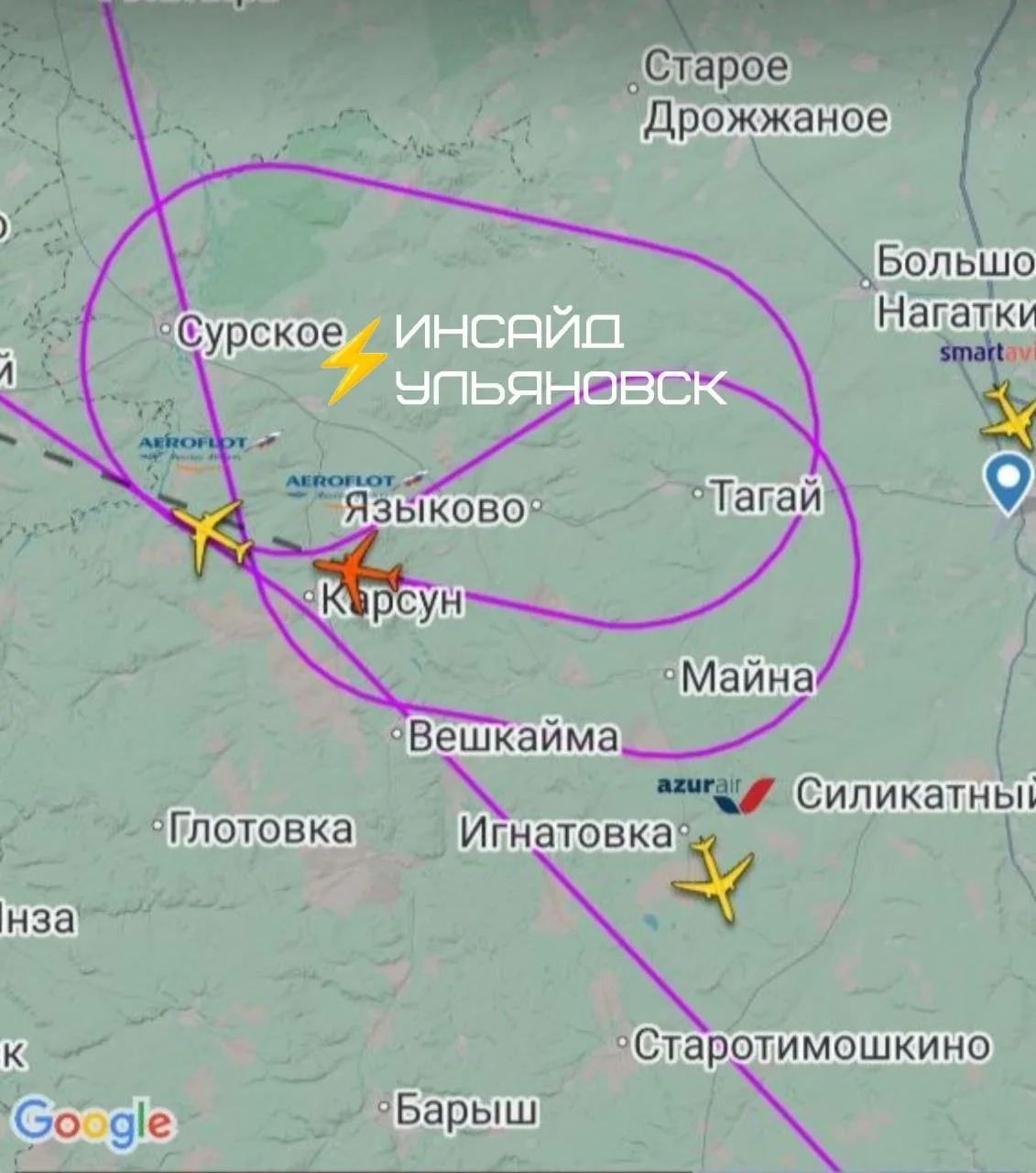 ✈️ Самолёт из Антальи в Москву кружит над Ульяновском