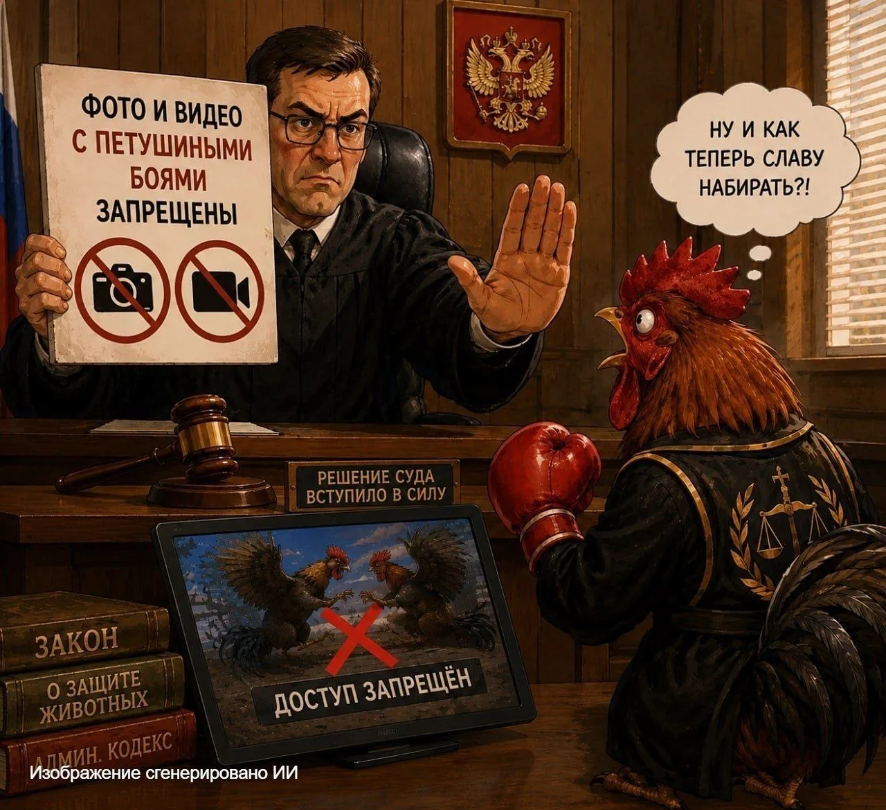 Петушиные бои запрещены в интернете