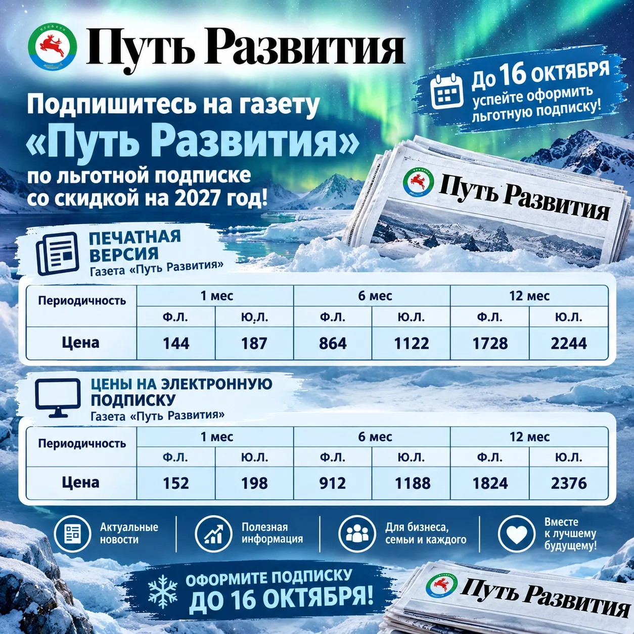 Подпишитесь на газету «Путь Развития» на 2027 год по льготной цене!