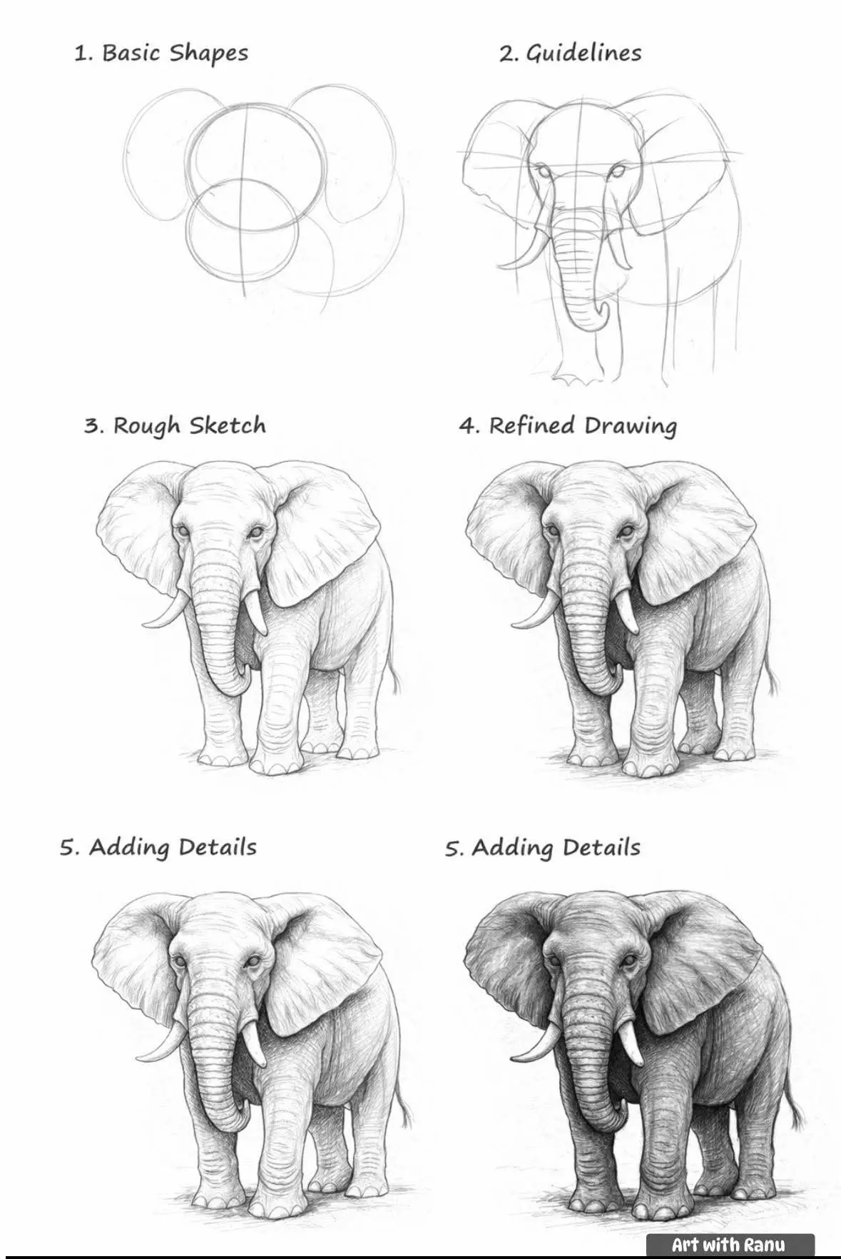 Рисуем слона поэтапно 🐘
