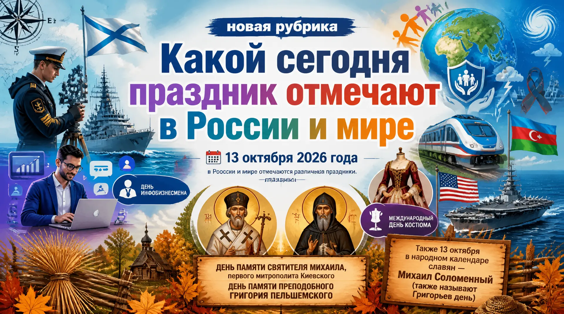 13 октября 2026 года в России и мире отмечаются различные праздники.