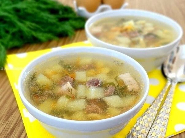 🍲 Cyп c куpиными cepдeчкaми
