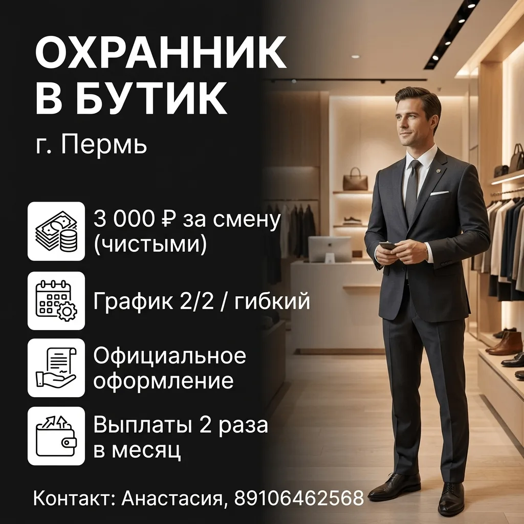 📢 Приглашаем сотрудников охраны в бутик !