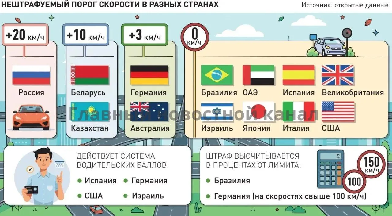 В России предложили штрафовать водителей за превышение скорости всего на 5 км/ч