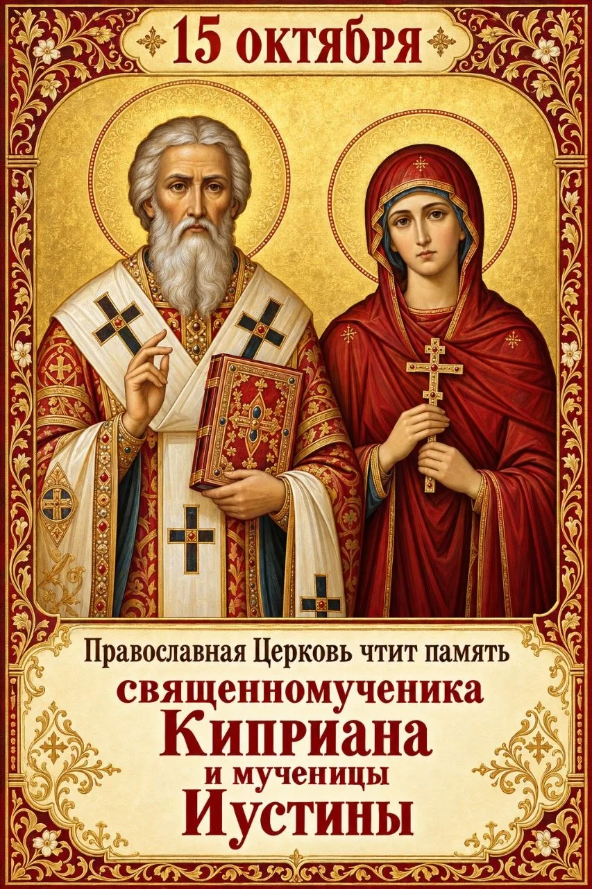 🕊 15 октября - Православная Церковь чтит память священномученика Киприана и мученицы И...