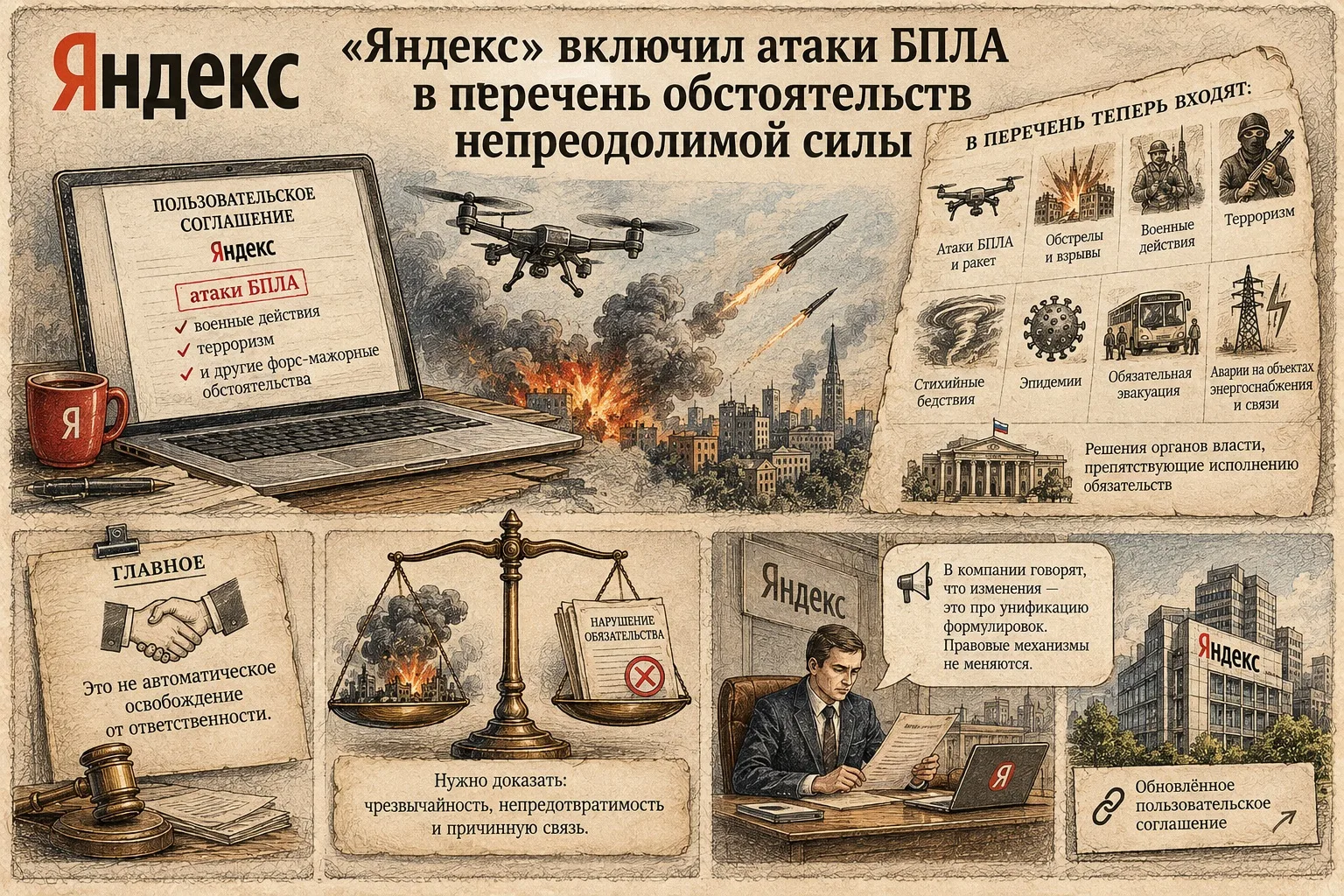 «Яндекс» включил атаки БПЛА в перечень обстоятельств непреодолимой силы