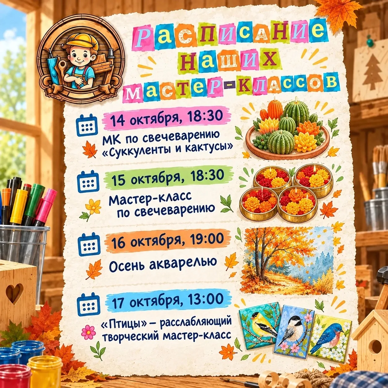 📅 Расписание наших мастер-классов 📅