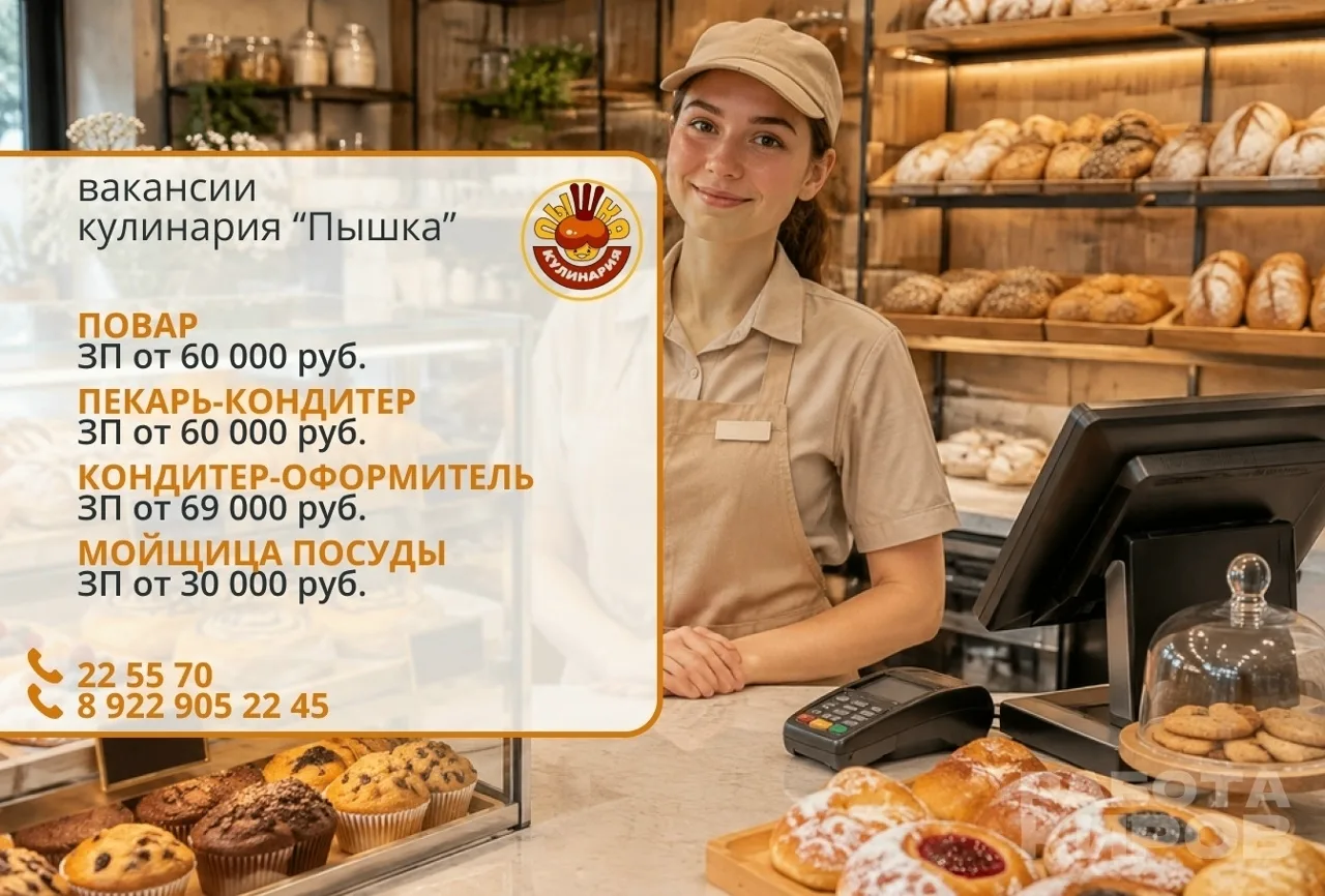 Внимание! Открыты новые вакансии! В кулинарию Пышка по адресу: р-н Старого моста, ул. П...