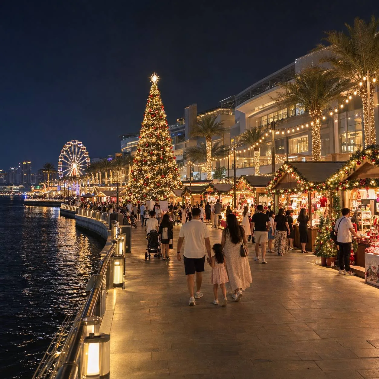 🎄 Рождественская ярмарка в европейском стиле, только вместо морозов - набережная Дубая!