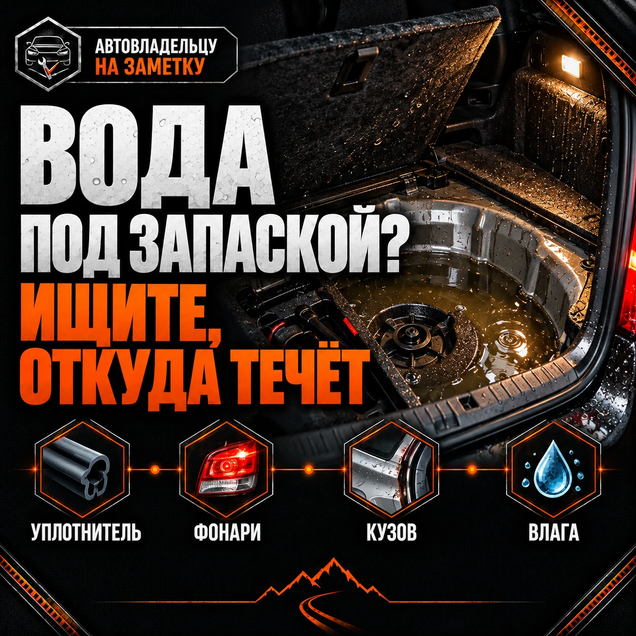 🚗 Нашли воду под запаской? Не просто вытрите — найдите, откуда она появилась