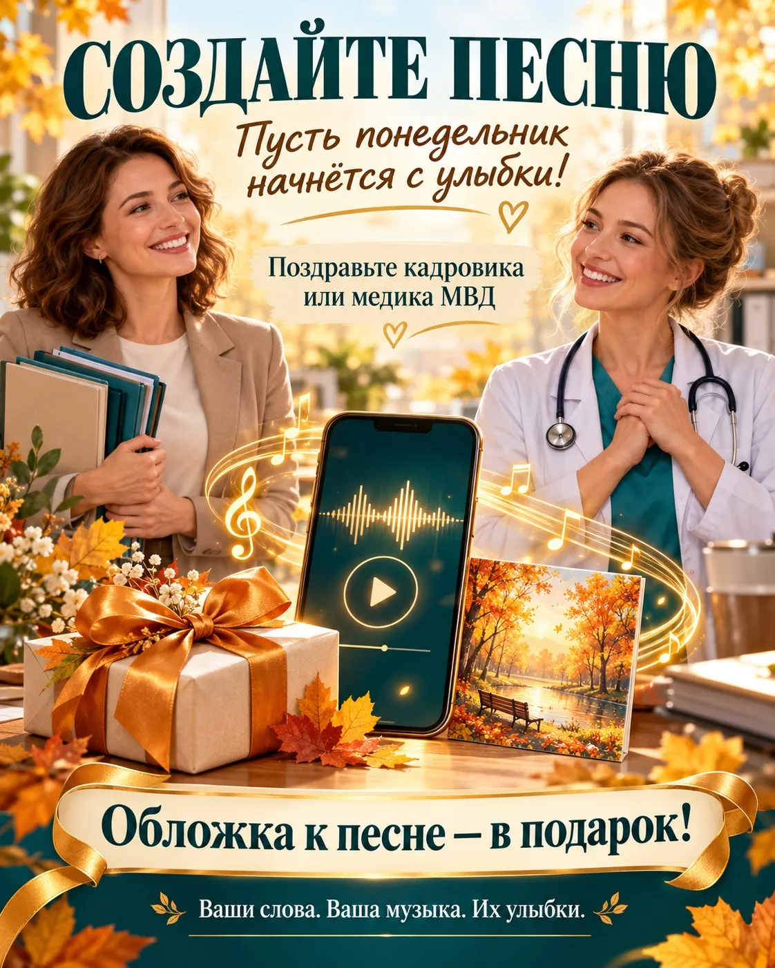 🎵 Создать песню в понедельник — чтобы неделя началась с улыбки! 🍂