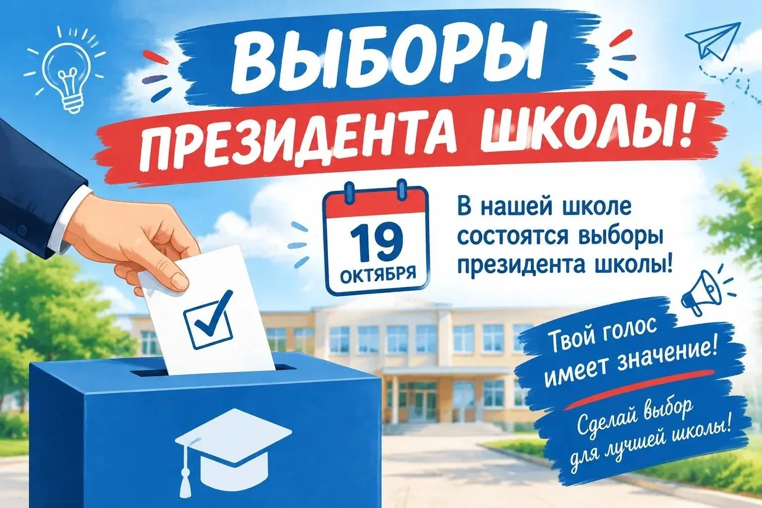 19 октября в МАОУ СОШ №44 состоятся выборы лидера ШУС! 🗳️
