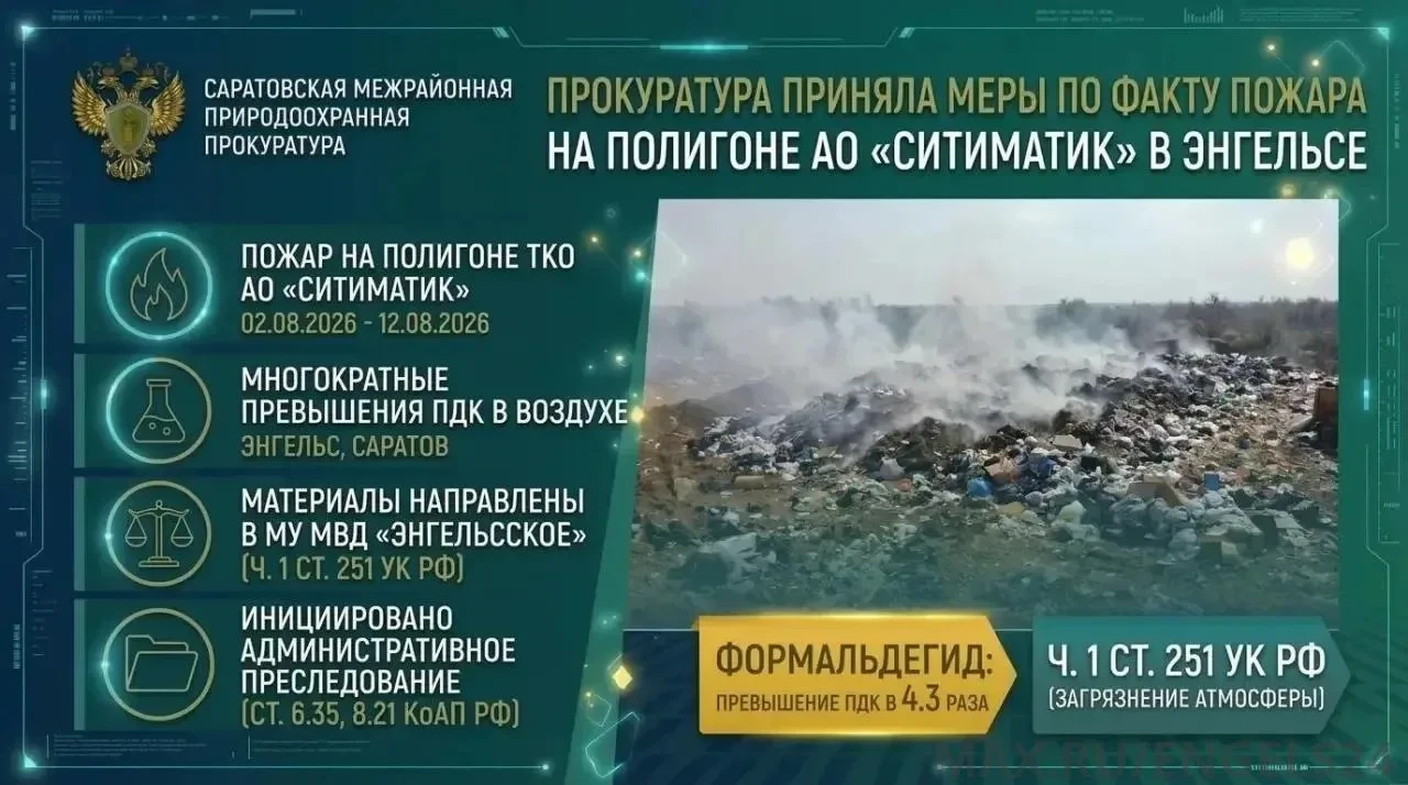 После пожара на свалке в Энгельсе могут завести уголовное дело