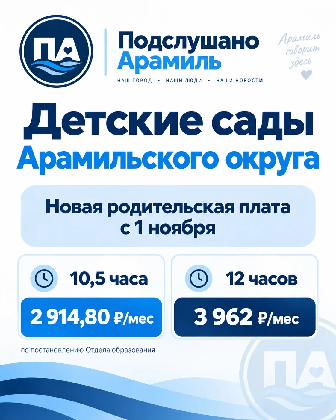 ‼️ Сколько будет стоить детский сад в Арамили с 1 ноября?