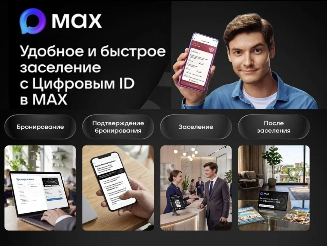 Возможность быстрого и удобного заселения в гостиницы с помощью Цифрового ID в мессендж...