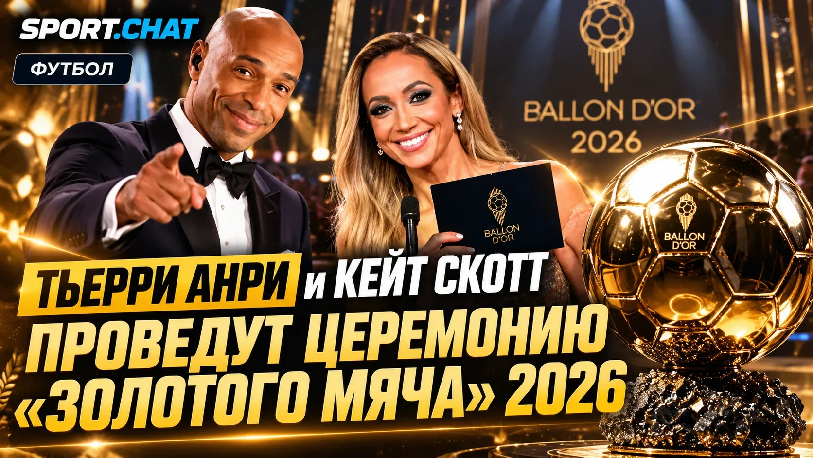 Тьерри Анри и Кейт Скотт проведут церемонию «Золотого мяча» 2026