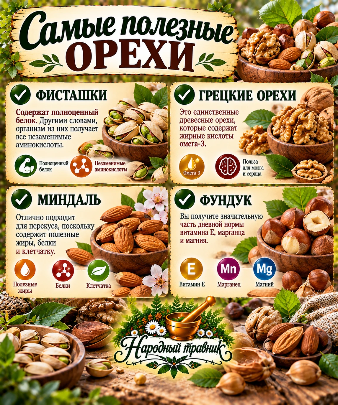 Самые полезные орехи 🥜🌰🫘