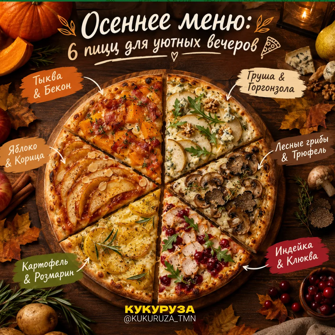 😍Осеннее меню: 6 пицц для уютных вечеров