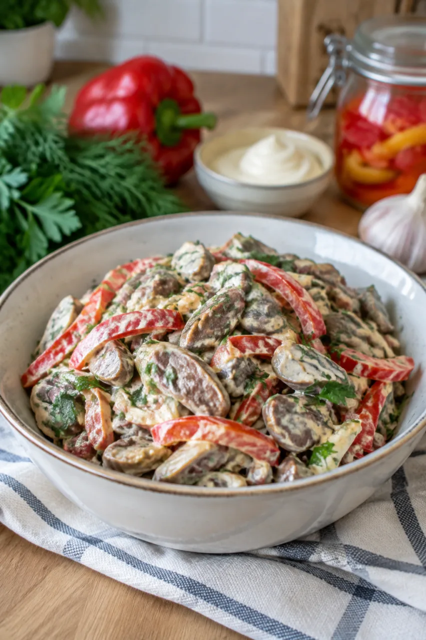 САЛАТ ИЗ СЕРДЕЧЕК: СЕКРЕТ ПИКАНТНОГО ВКУСА В ОБЫЧНОМ ПРОДУКТЕ!