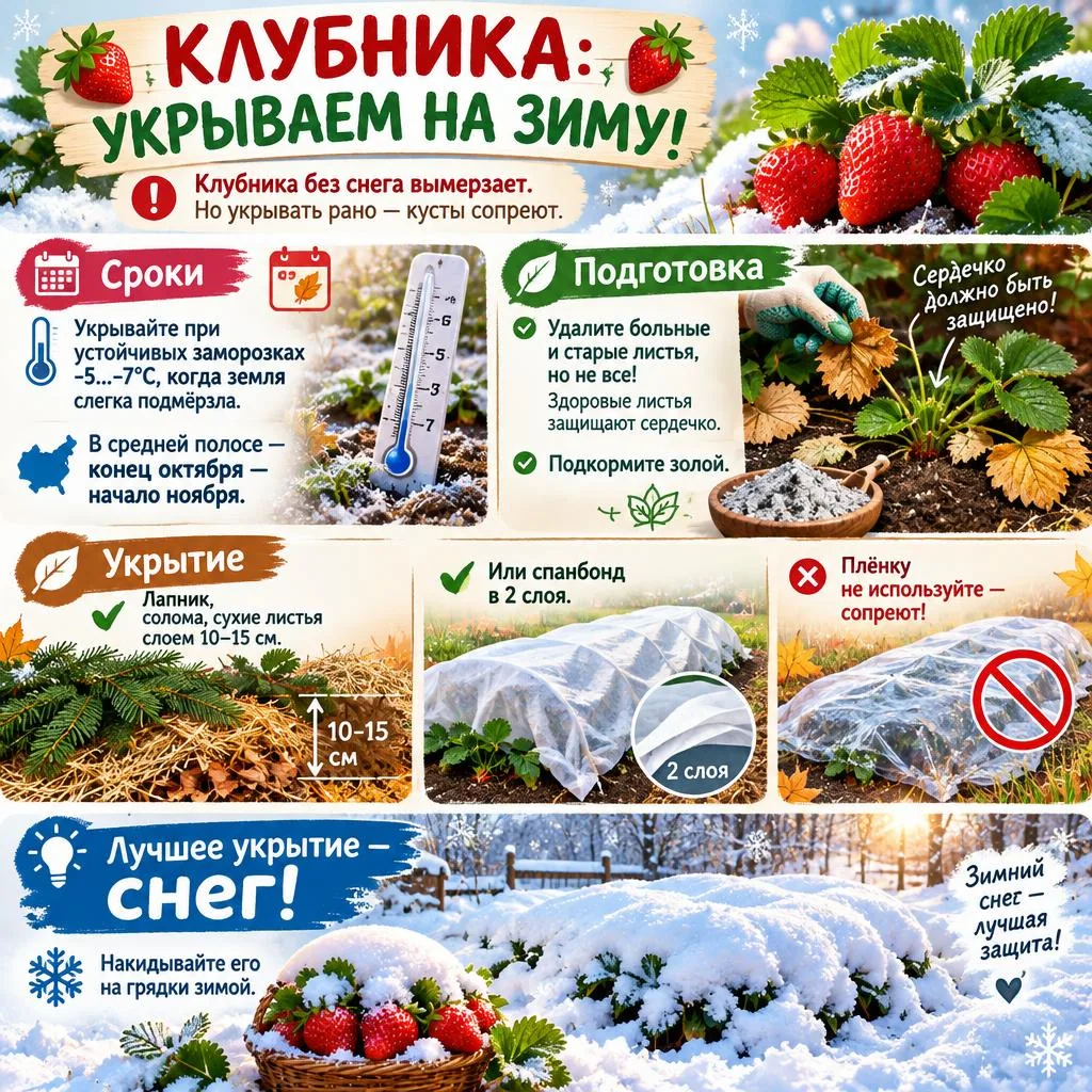 🍓 КЛУБНИКА: УКРЫВАЕМ НА ЗИМУ! 🍓