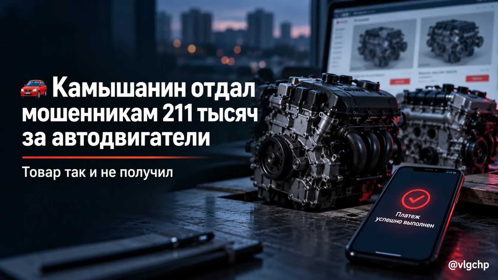 🚗 Камышанин отдал мошенникам 211 тысяч за автодвигатели