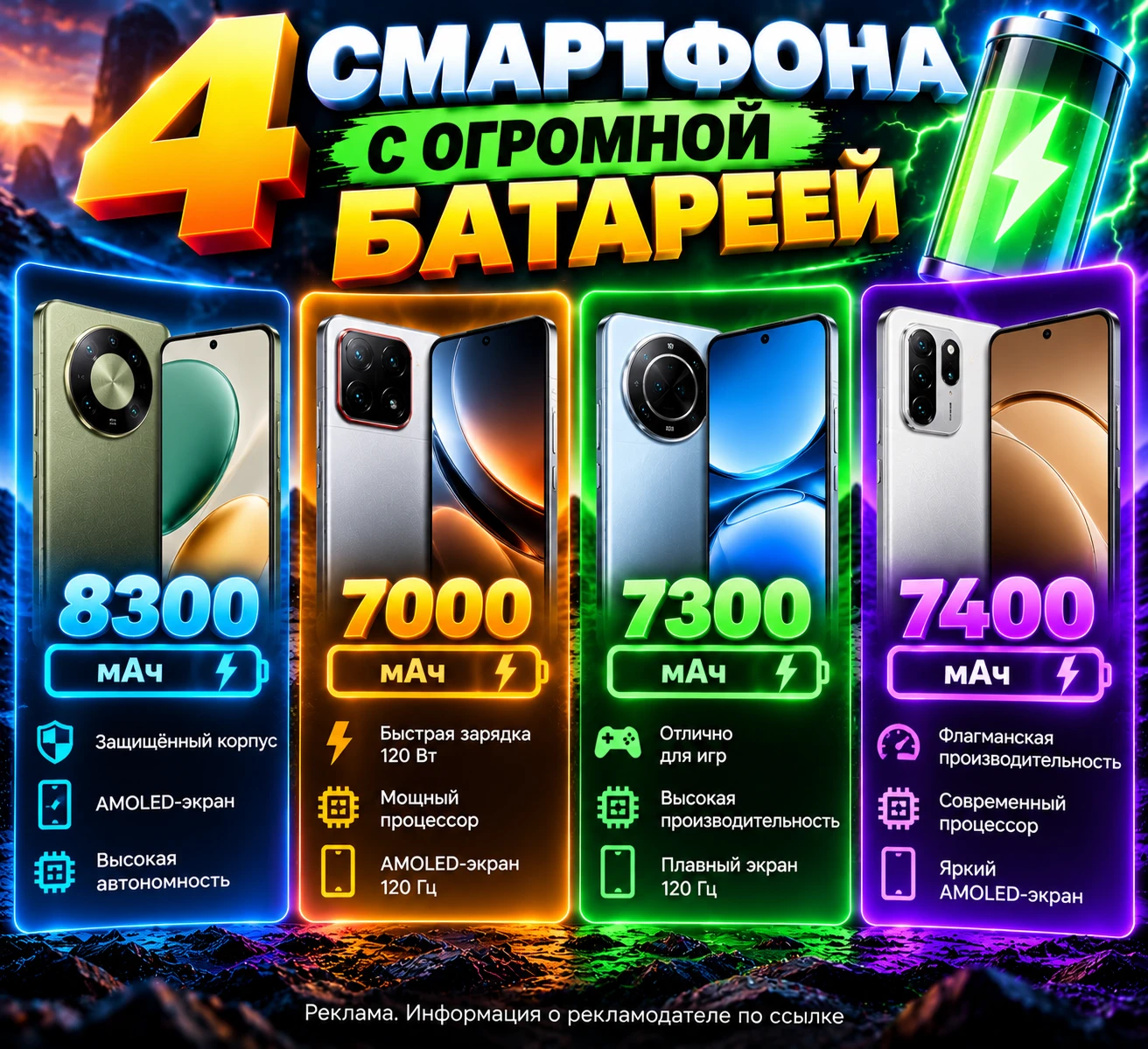 🔋 4 СМАРТФОНА С ОГРОМНОЙ БАТАРЕЕЙ!