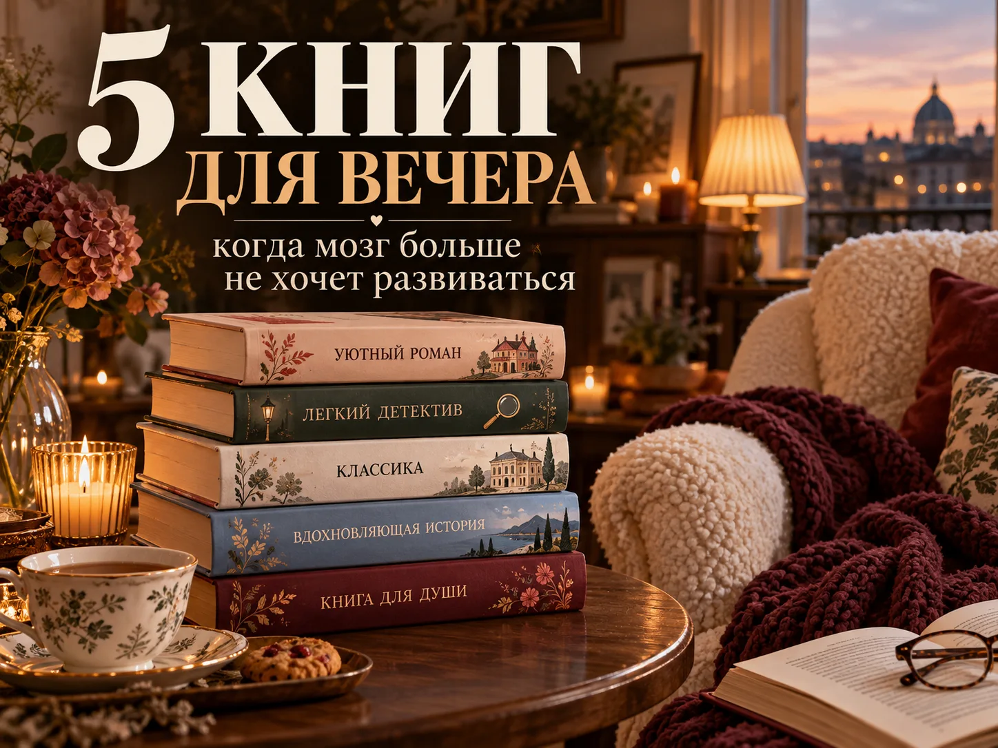 5 КНИГ ДЛЯ ВЕЧЕРА, КОГДА МОЗГ БОЛЬШЕ НЕ ГОТОВ «РАЗВИВАТЬСЯ»